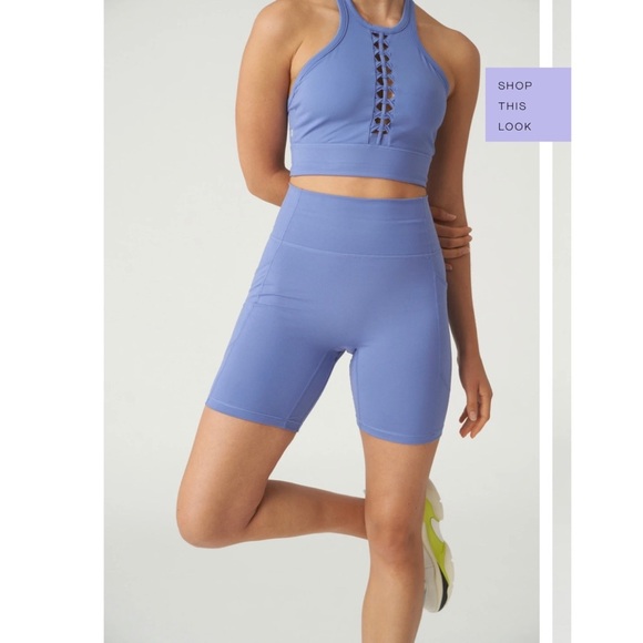 Le Ore Lucca Set: Smokey Amethyst High Rise Pocket Short + Racer Back Bra $136 - Picture 5 of 16